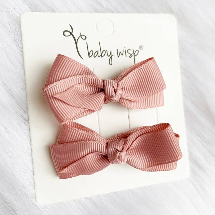 Baby Wisp - Aiyanna Ribbon Boutique 2Bows Knotted center Alligator Clips