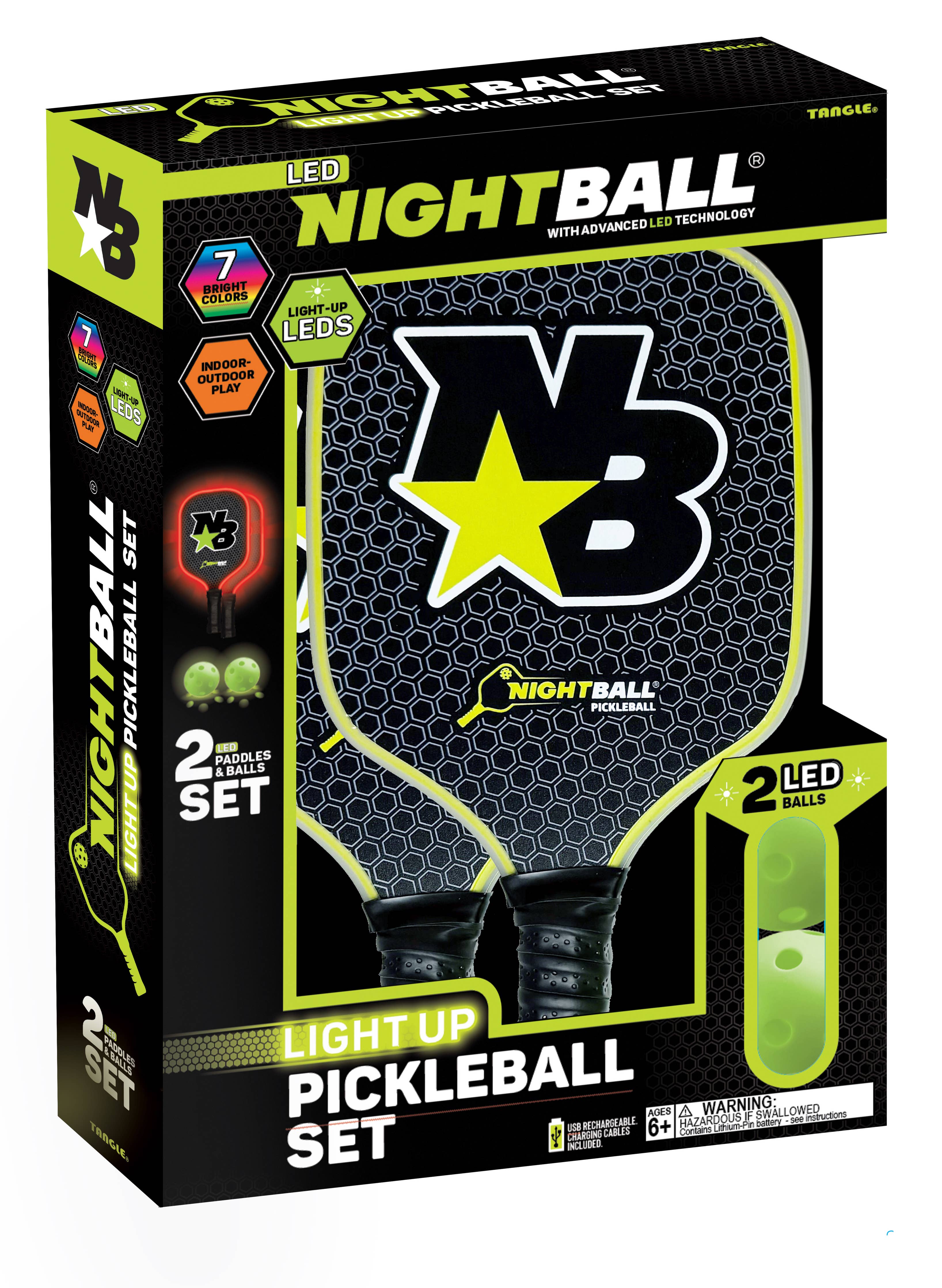 Tangle, Inc. - NightBall® Light-Up LED Pickleball Set