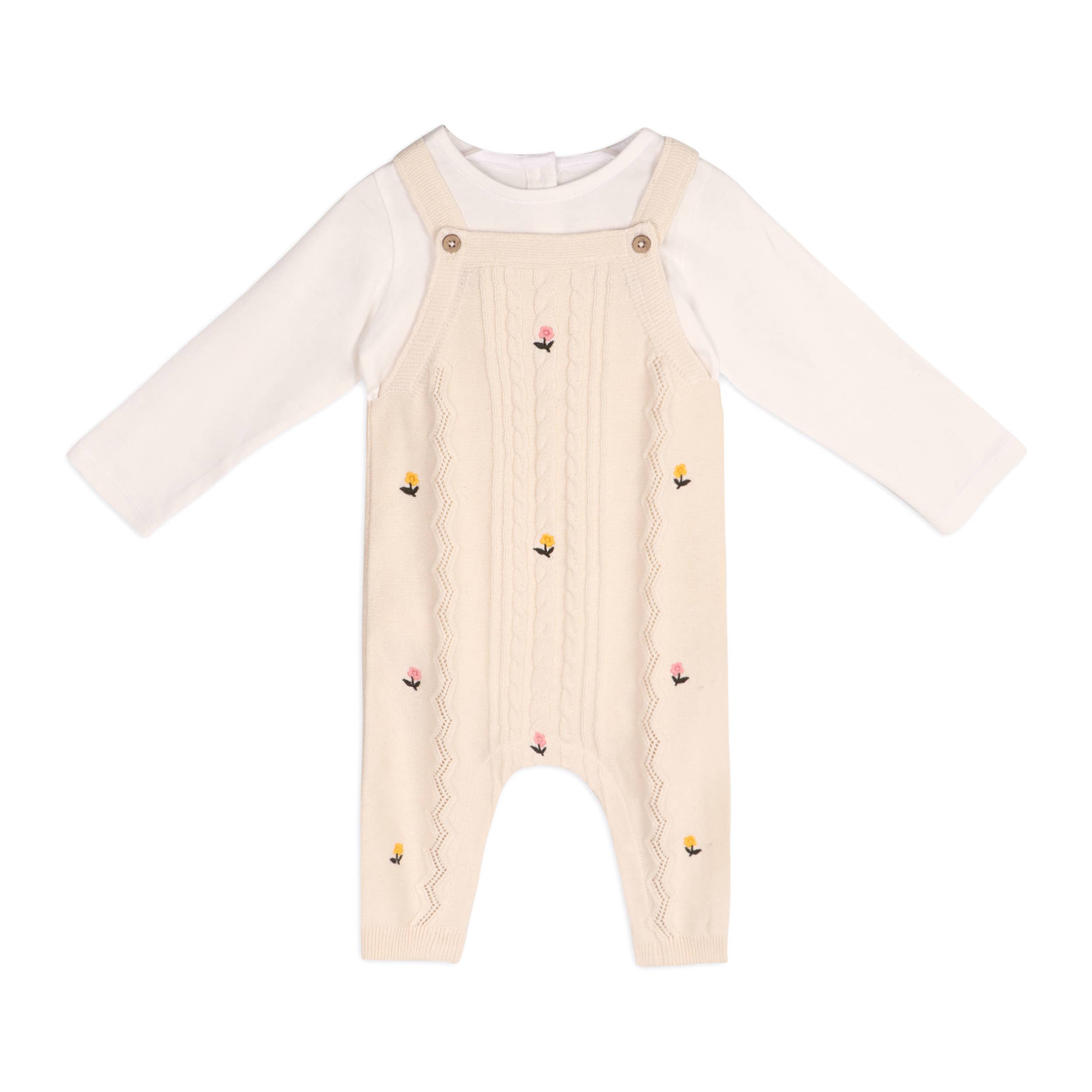 Viverano Organics - Mini Flowers Cable Knit Baby Overall & Bodysuit (Organic)