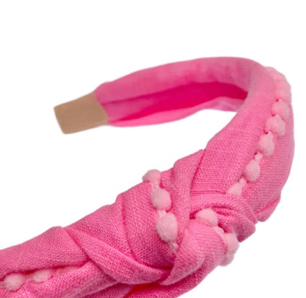 Lolo Headbands and Accessories - Preppy Pom Knot Headband - Pink