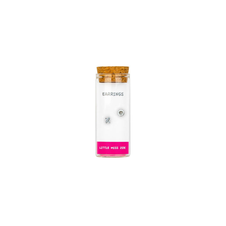 Little Miss Zoe - Stud Kids Earrings in a Bottle: Colorful Smiley Pink