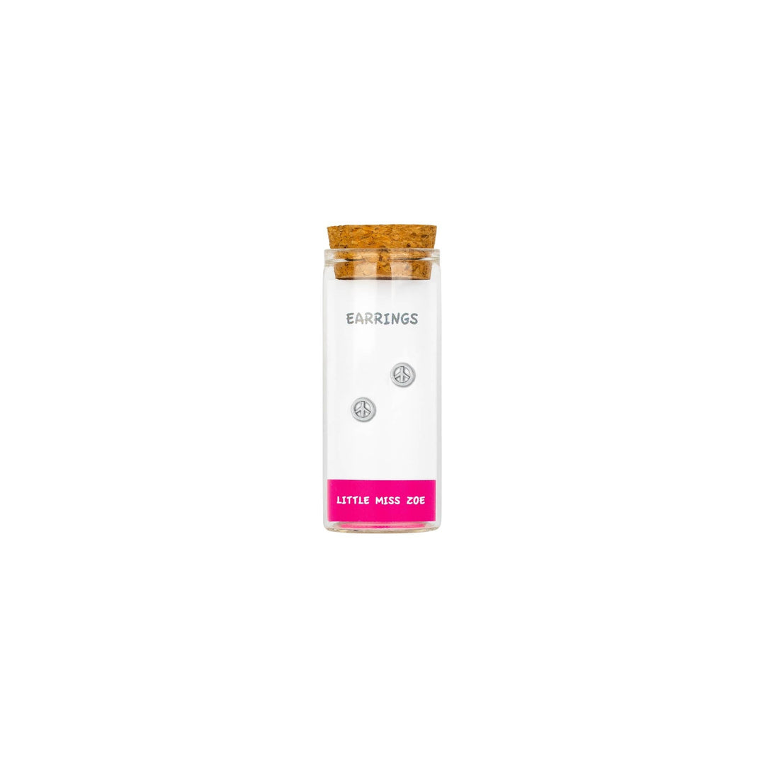 Little Miss Zoe - Stud Kids Earrings in a Bottle: Colorful Smiley Pink