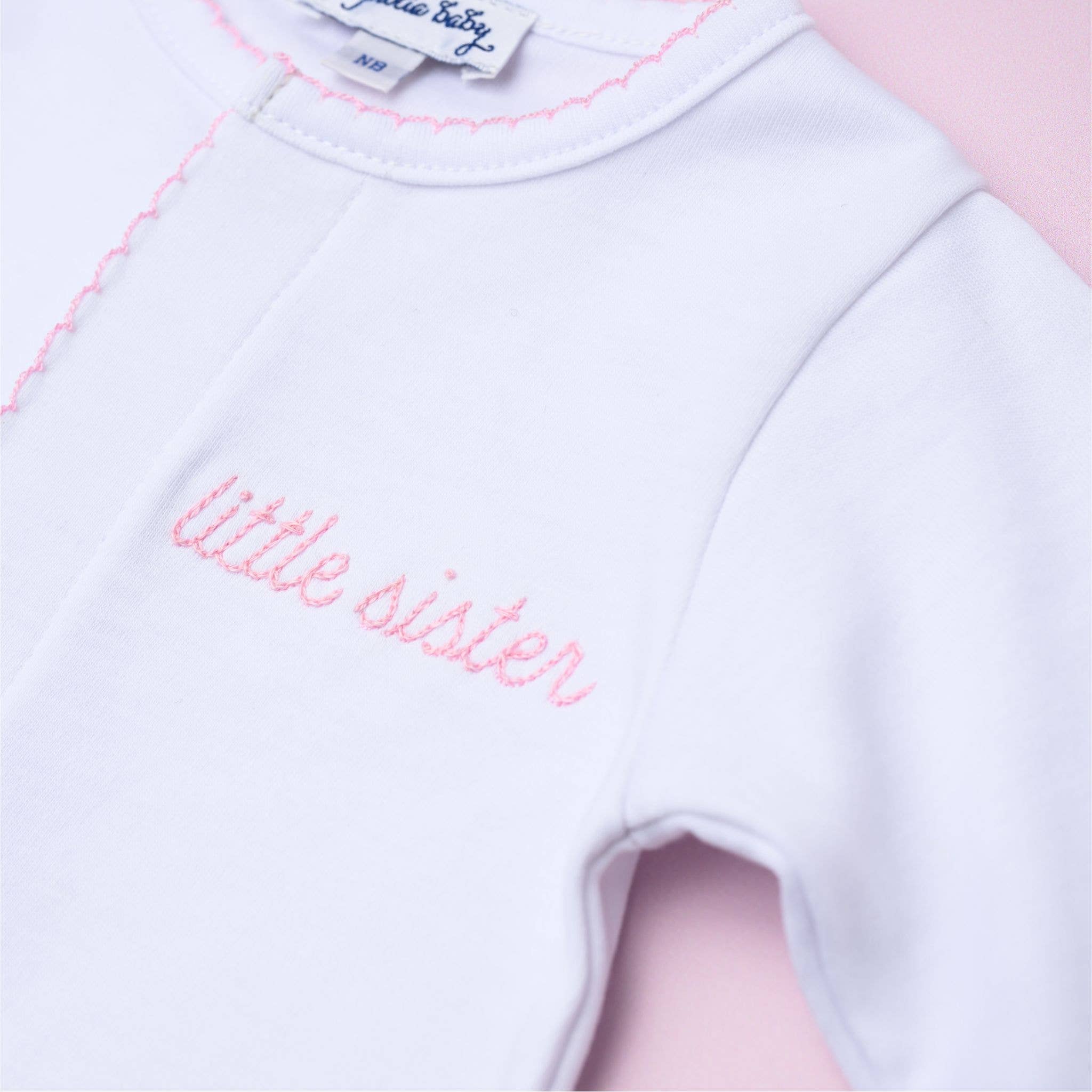 Magnolia Baby - Little Sister Embroidered Footie