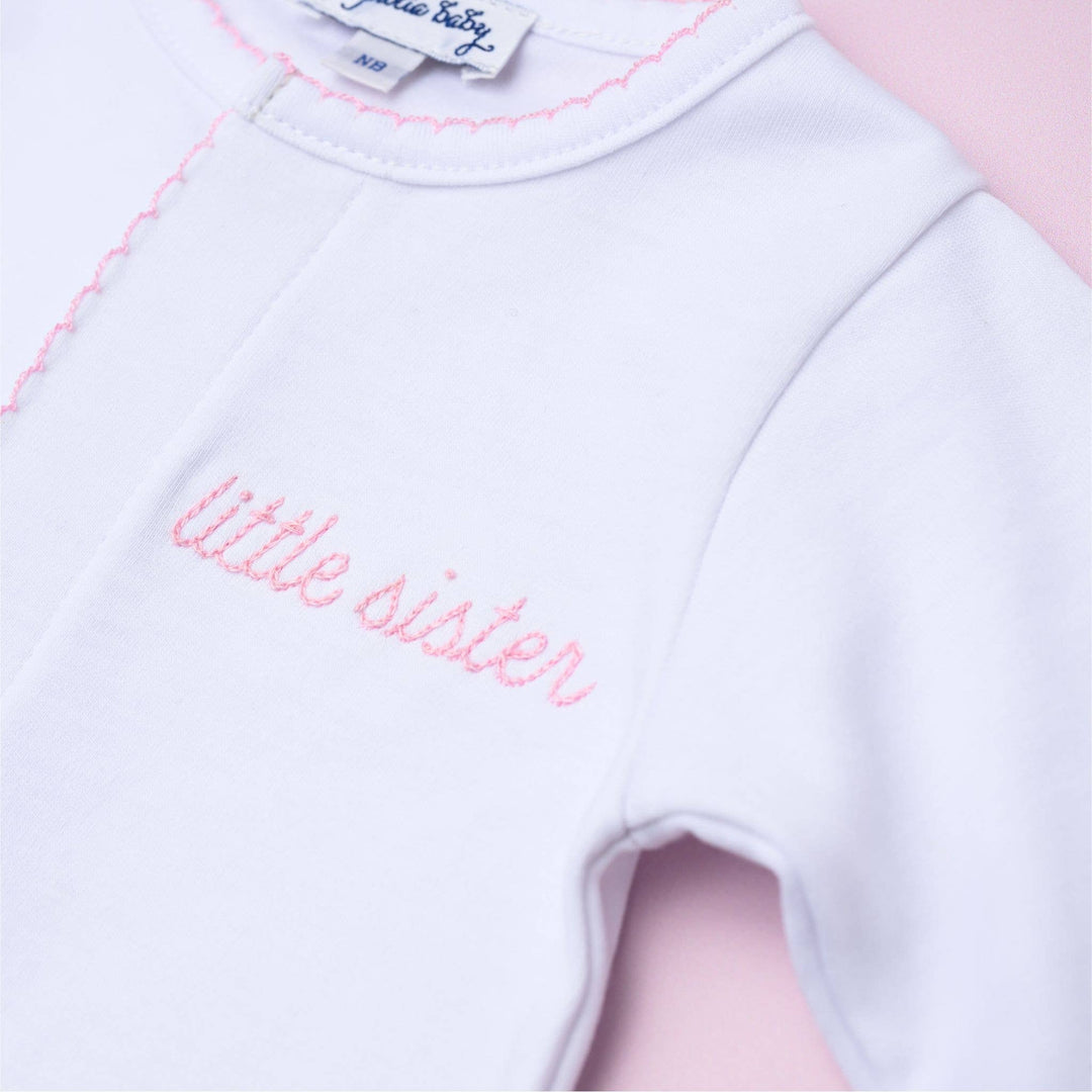 Magnolia Baby - Little Sister Embroidered Footie