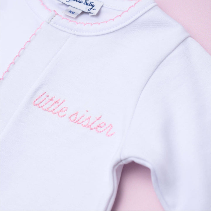 Magnolia Baby - Little Sister Embroidered Footie