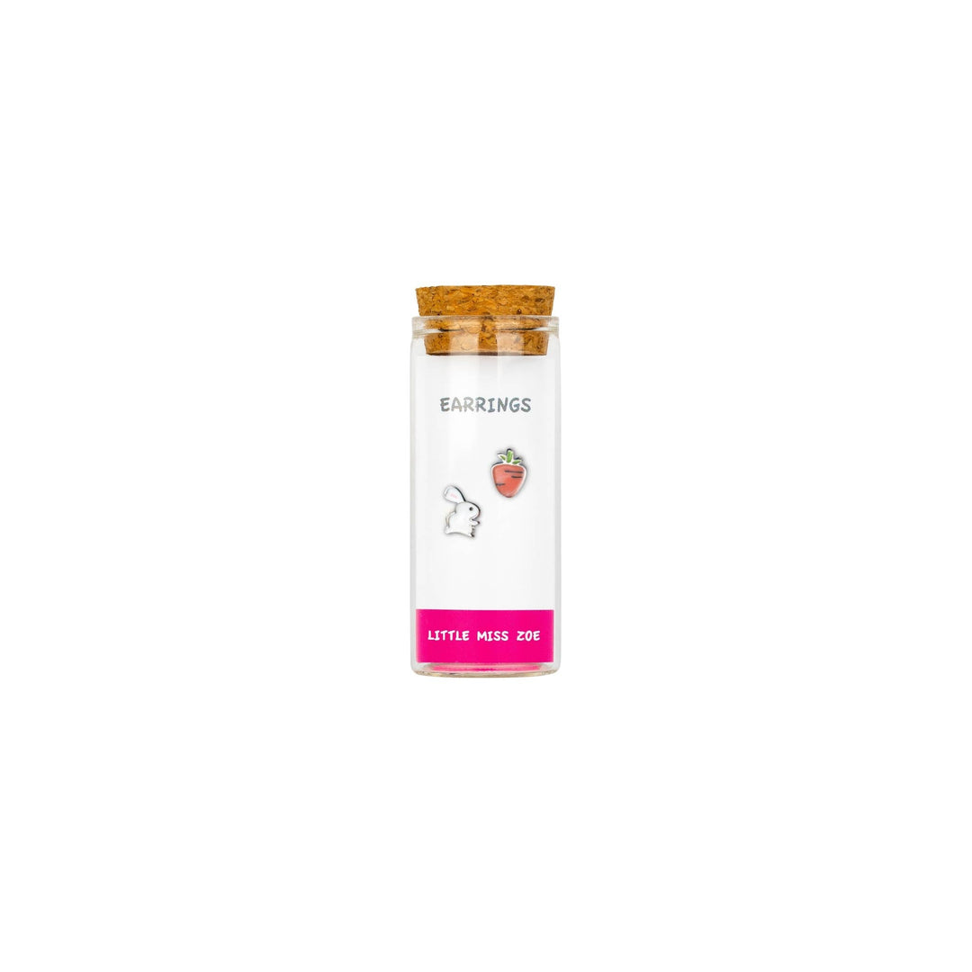 Little Miss Zoe - Stud Kids Earrings in a Bottle: Colorful Smiley Pink