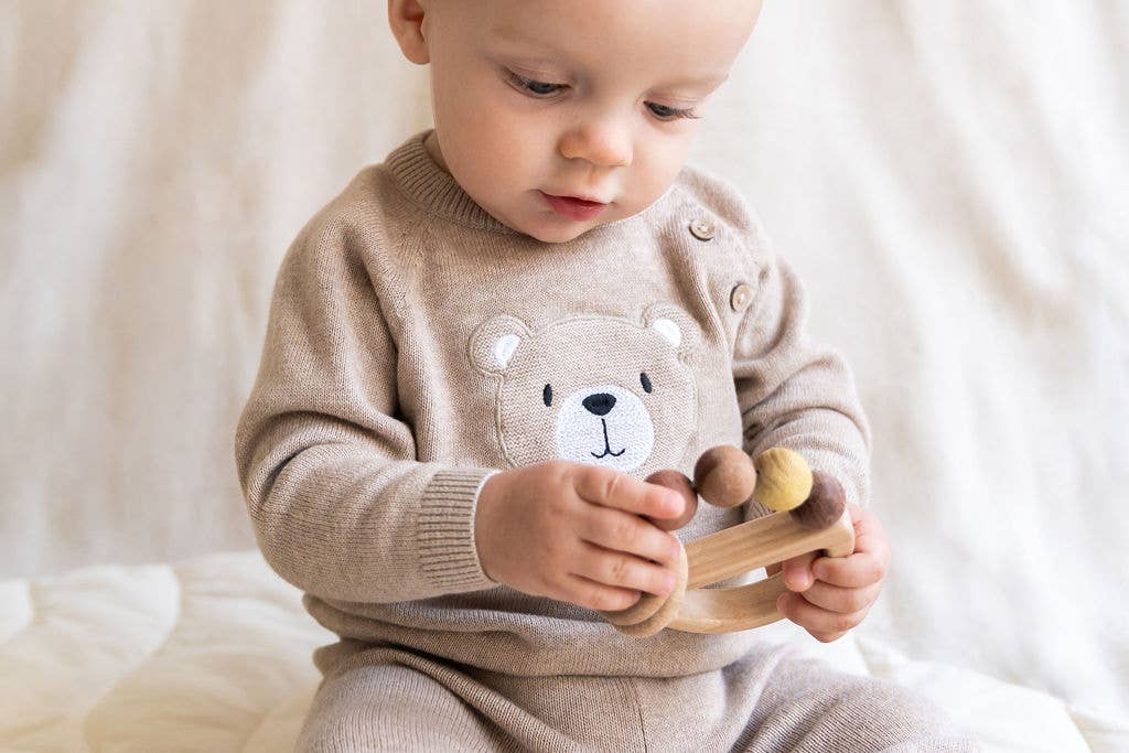 Viverano Organics - Teddy Bear Applique Baby Raglan Pullover (Organic Cotton)