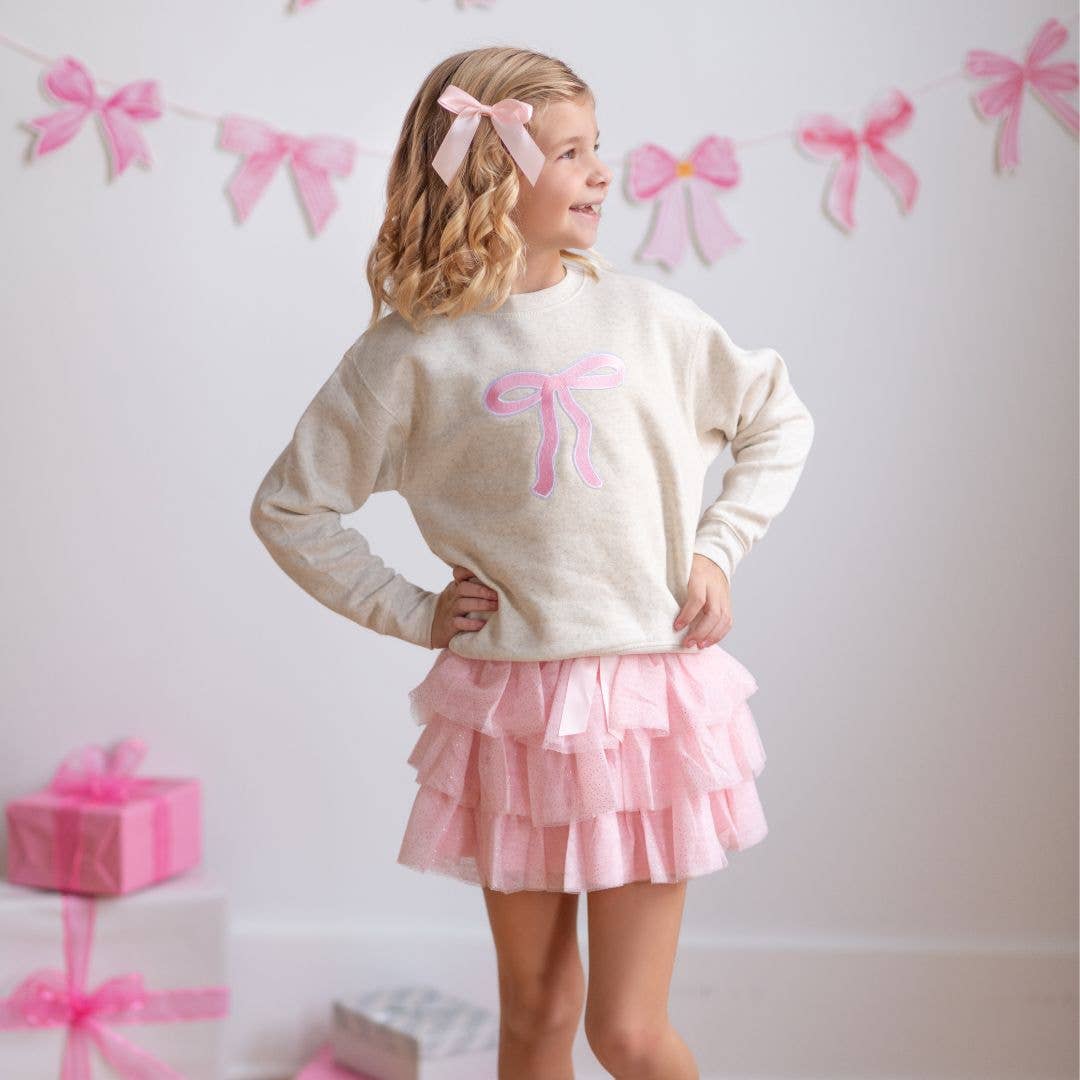 Sweet Wink - Coquette Bow Patch Sweatshirt - Kids Coquette Bow Sweatshirt