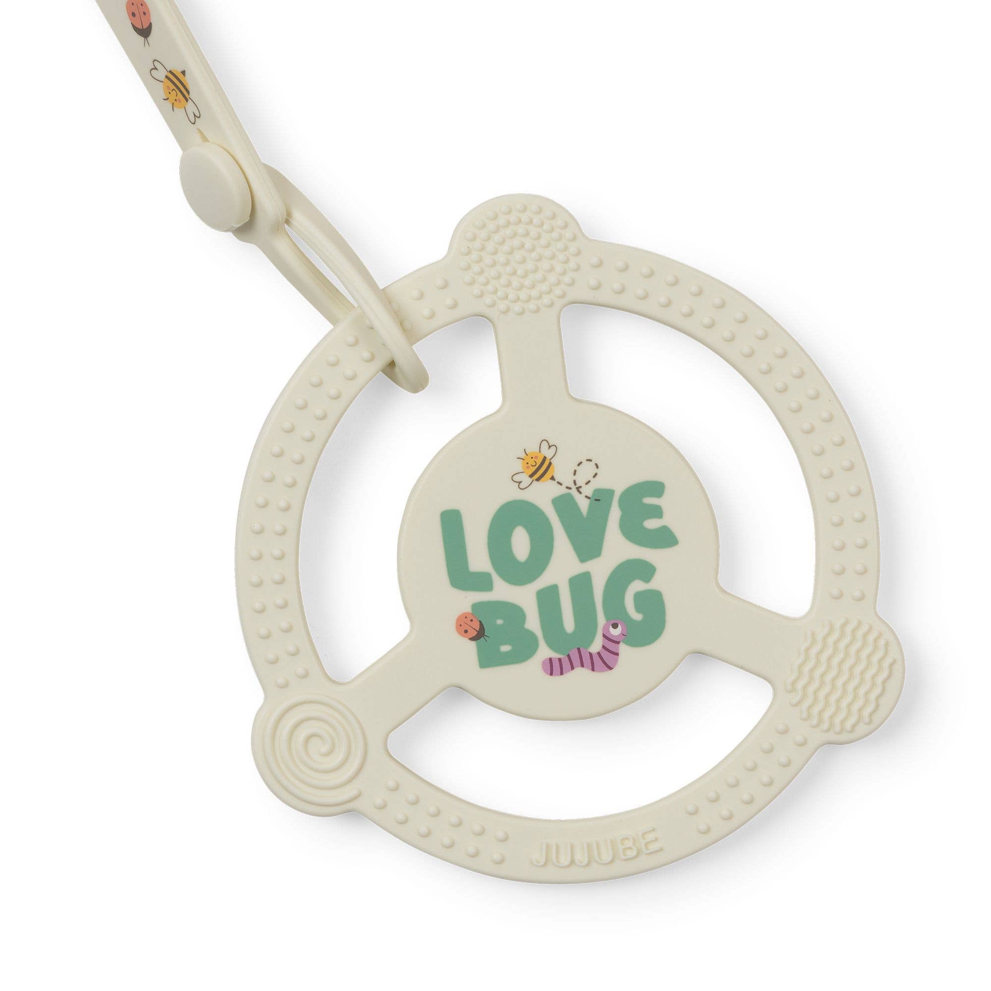 JuJuBe - Silicone Teether Ring with Detachable Clip Love Bug