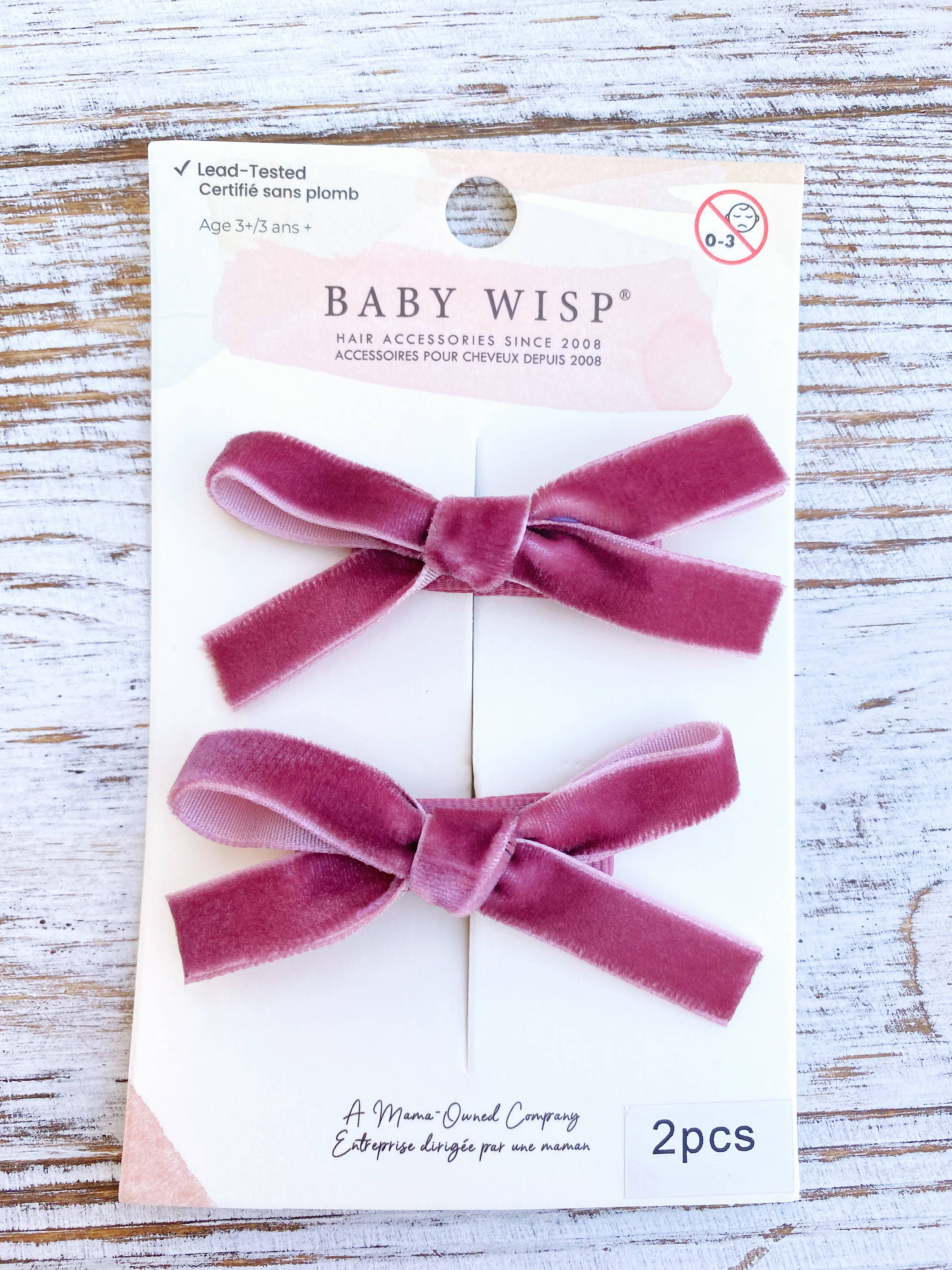 Baby Wisp - Velvet Pigtail Alligator Hair Clips Girls Christmas Bows