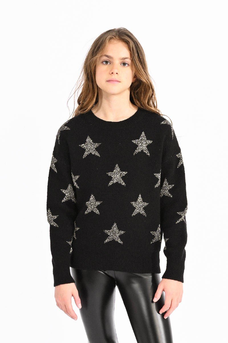 Molly Bracken - Casual Jumper with Star Patch - Black
