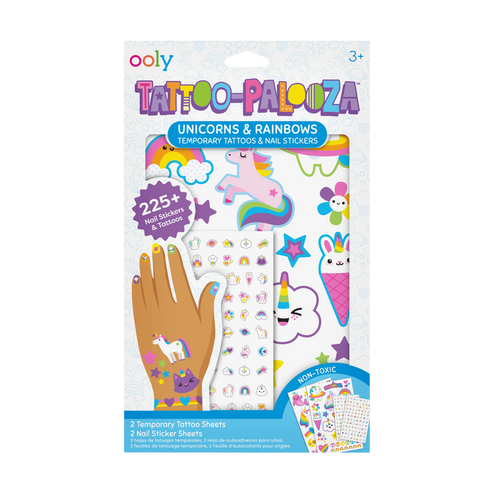 OOLY - Tattoo-Palooza, Tattoos &amp; Nail Stickers - Unicorns &amp; Rainbow