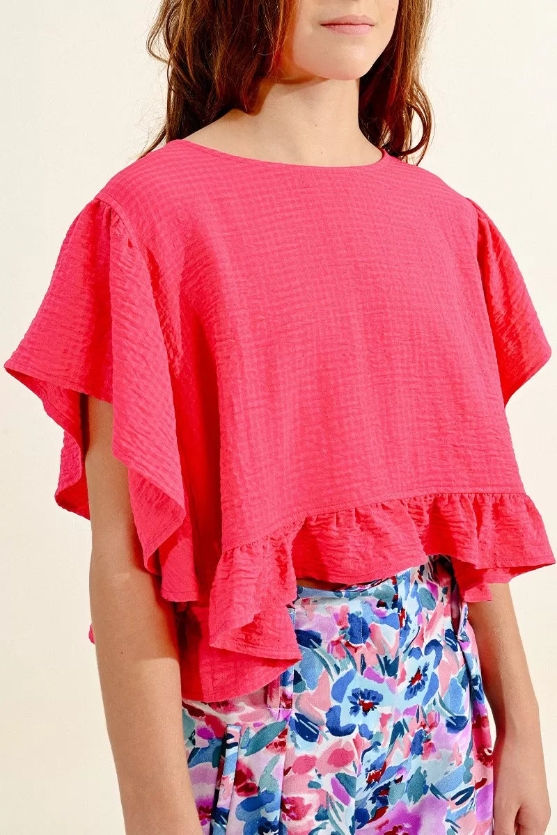 Molly Bracken - Girls Woven Top - Fushia