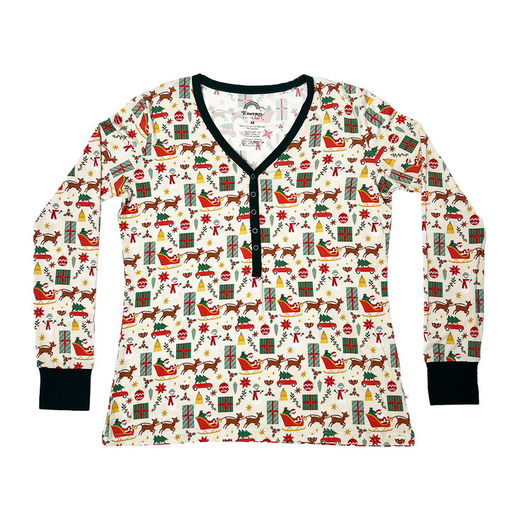 Emerson and Friends - Holiday Vintage Christmas Adult Bamboo Pajamas Womens Top *FINAL SALE*