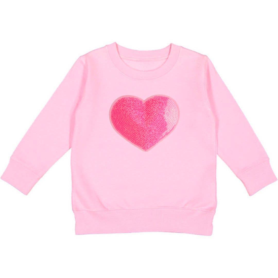 Sweet Wink - Heart Sequin Patch Valentine's Day Sweatshirt - Pink