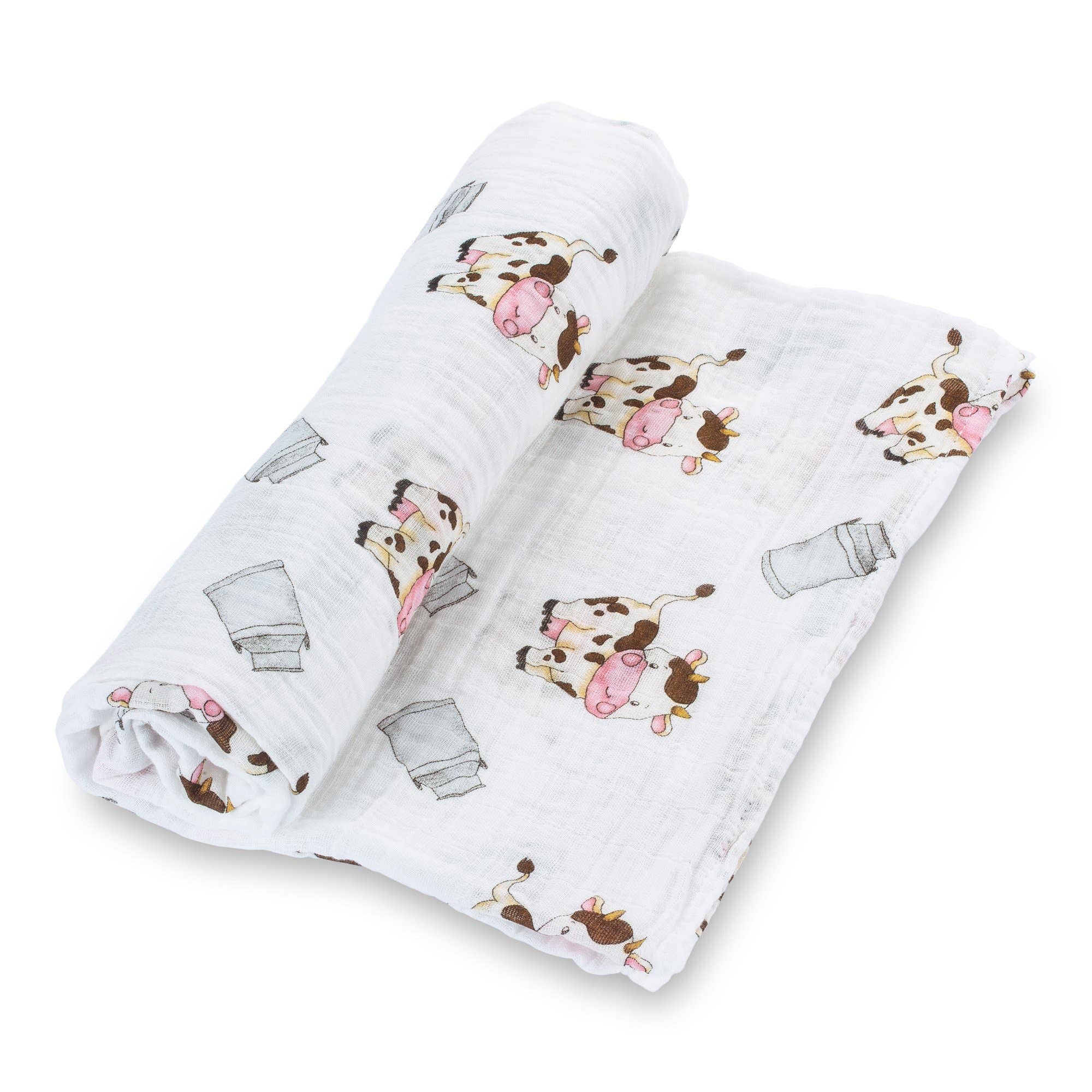 LollyBanks - The Cow Says Moo - Baby Swaddle Blanket Set