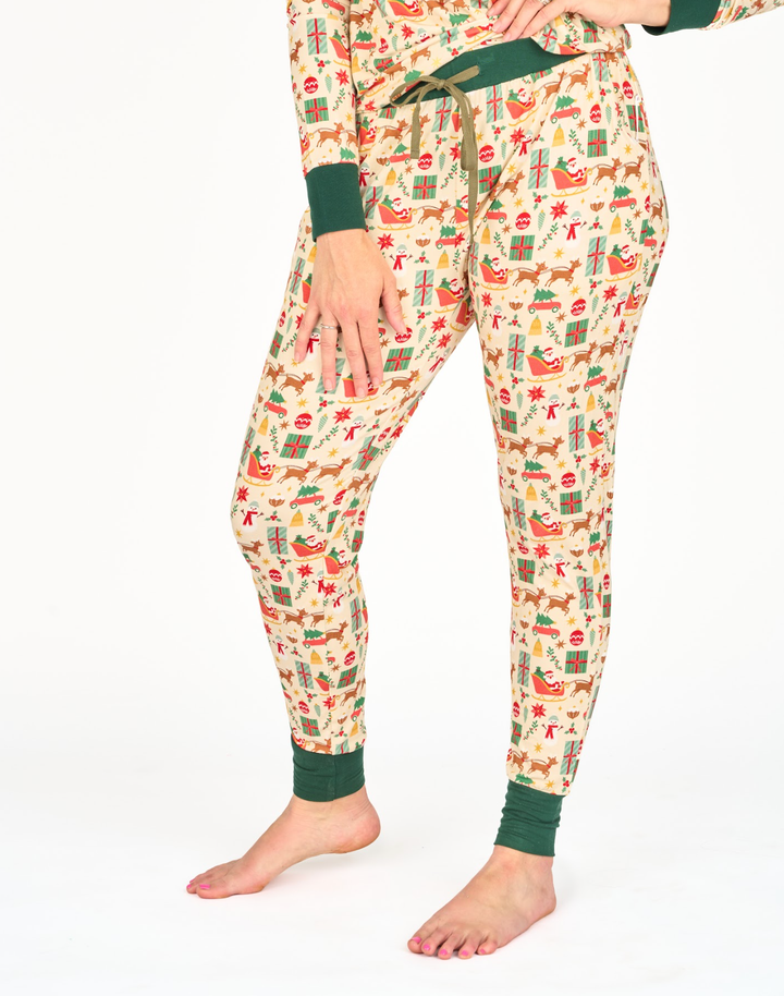 Emerson and Friends - Holiday Vintage Christmas Bamboo Womens Jogger Pajamas *FINAL SALE*