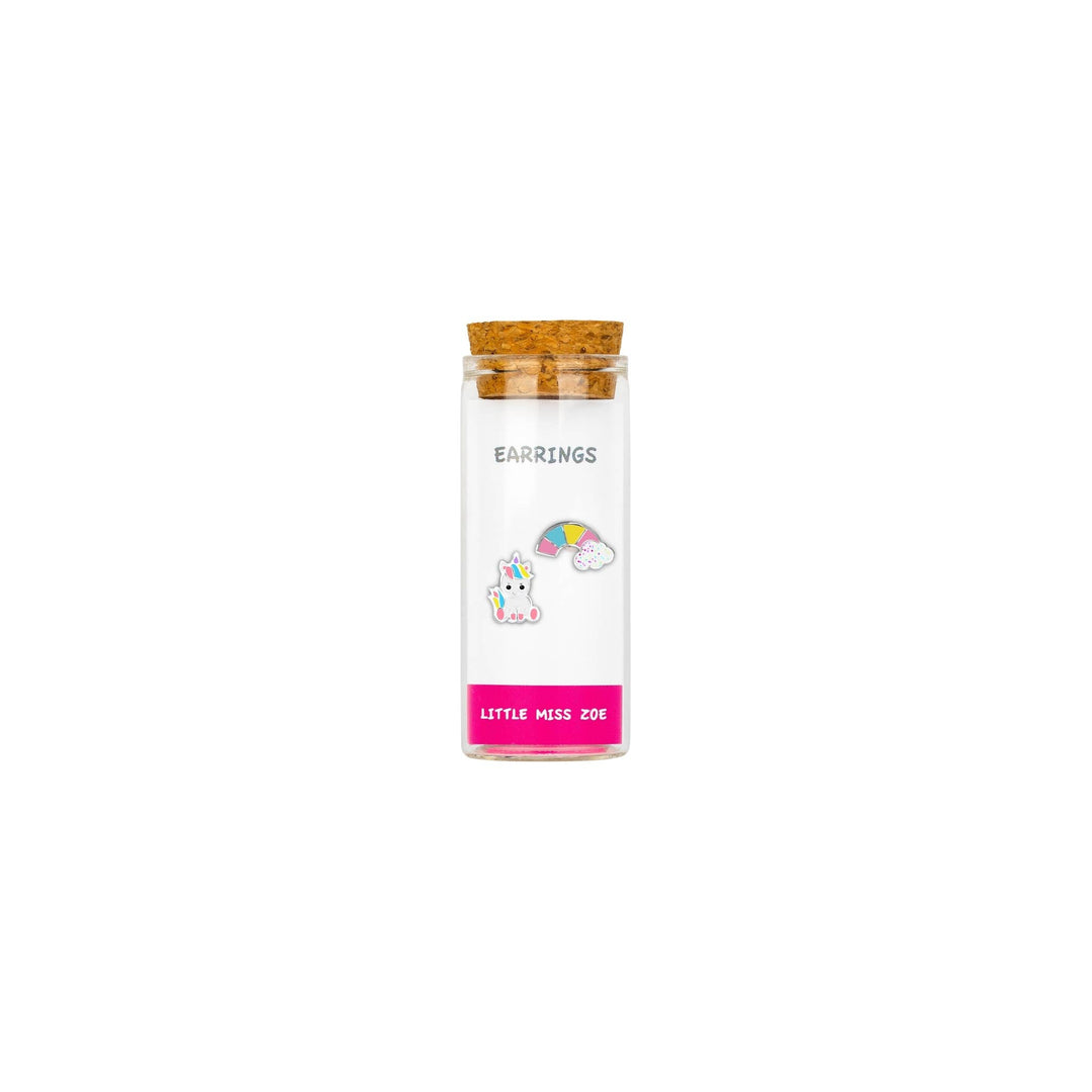 Little Miss Zoe - Stud Kids Earrings in a Bottle: Colorful Smiley Pink