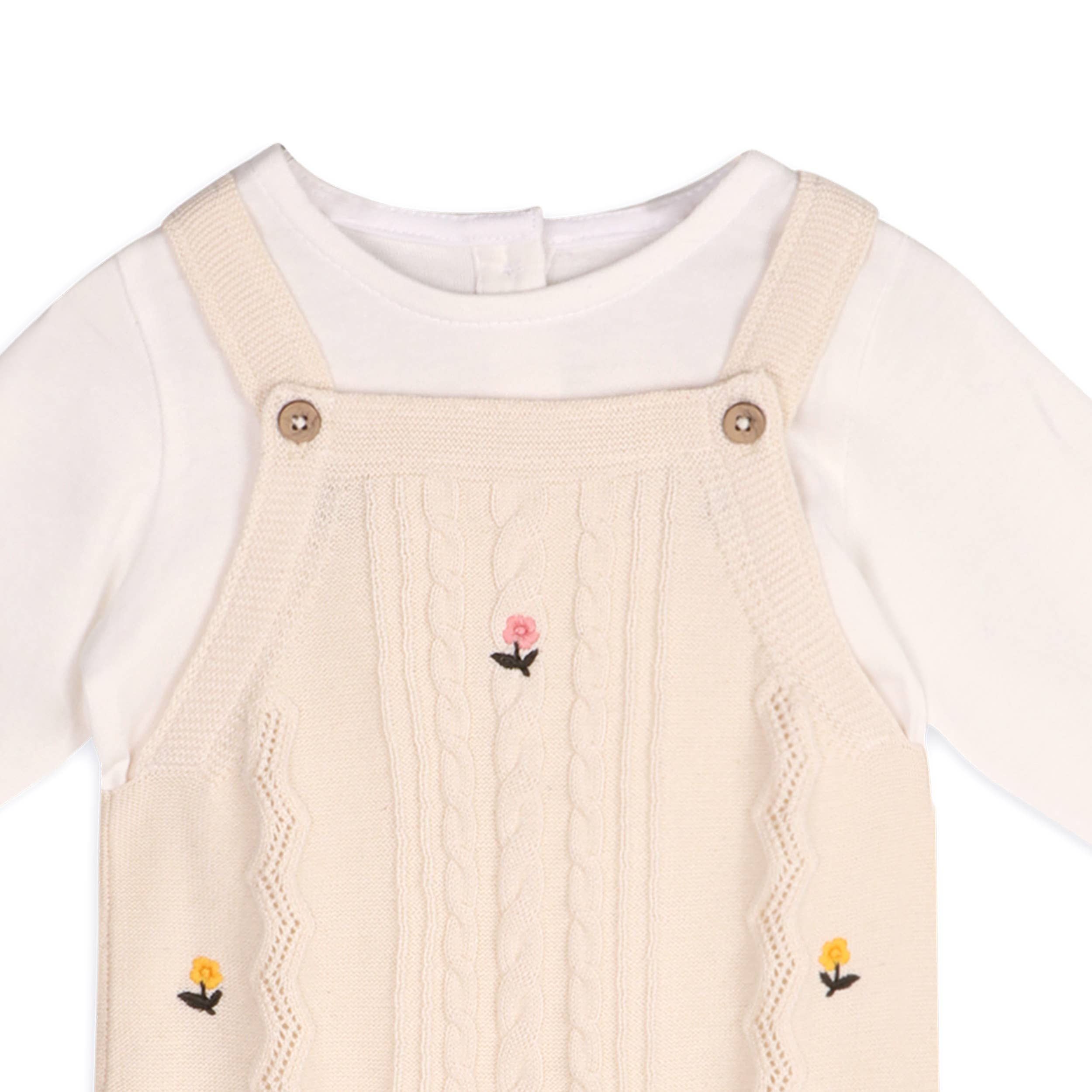 Viverano Organics - Mini Flowers Cable Knit Baby Overall & Bodysuit (Organic)