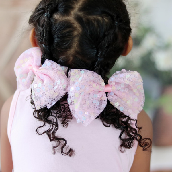 Sweet Wink - Pink Confetti Flower Bow Clip - Kids Spring Hair Clip *FINAL SALE*