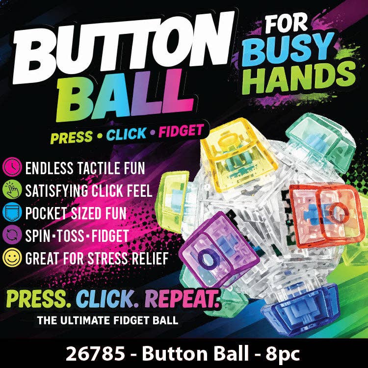 Fidget Button Ball Silicone Sensory Stress Toy -