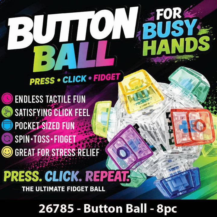 Fidget Button Ball Silicone Sensory Stress Toy -