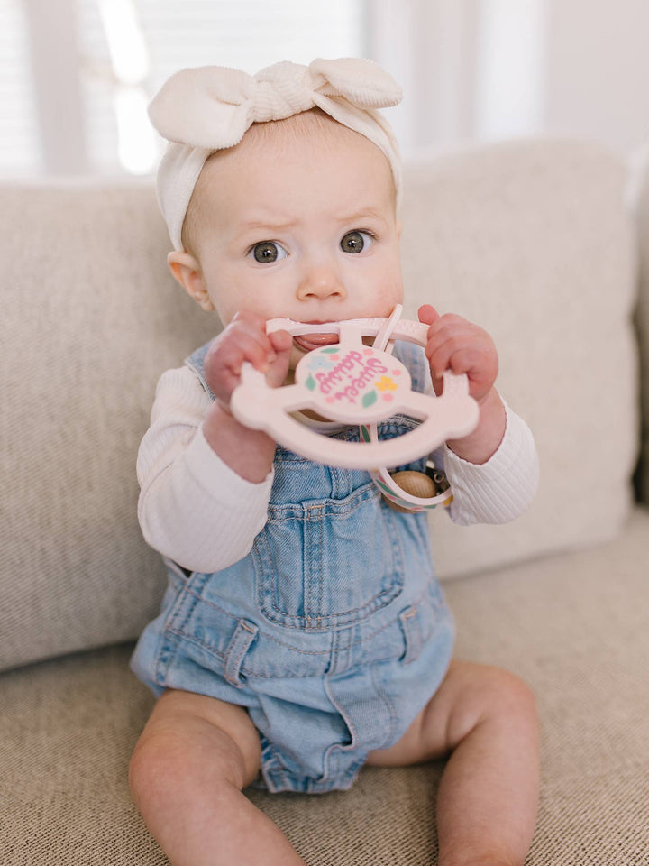 JuJuBe - Silicone Teether Ring with Detachable Clip Sweet Daisy *FINAL SALE*
