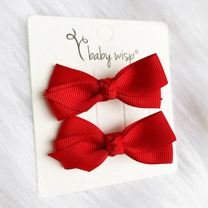Baby Wisp - Aiyanna Ribbon Boutique 2Bows Knotted center Alligator Clips