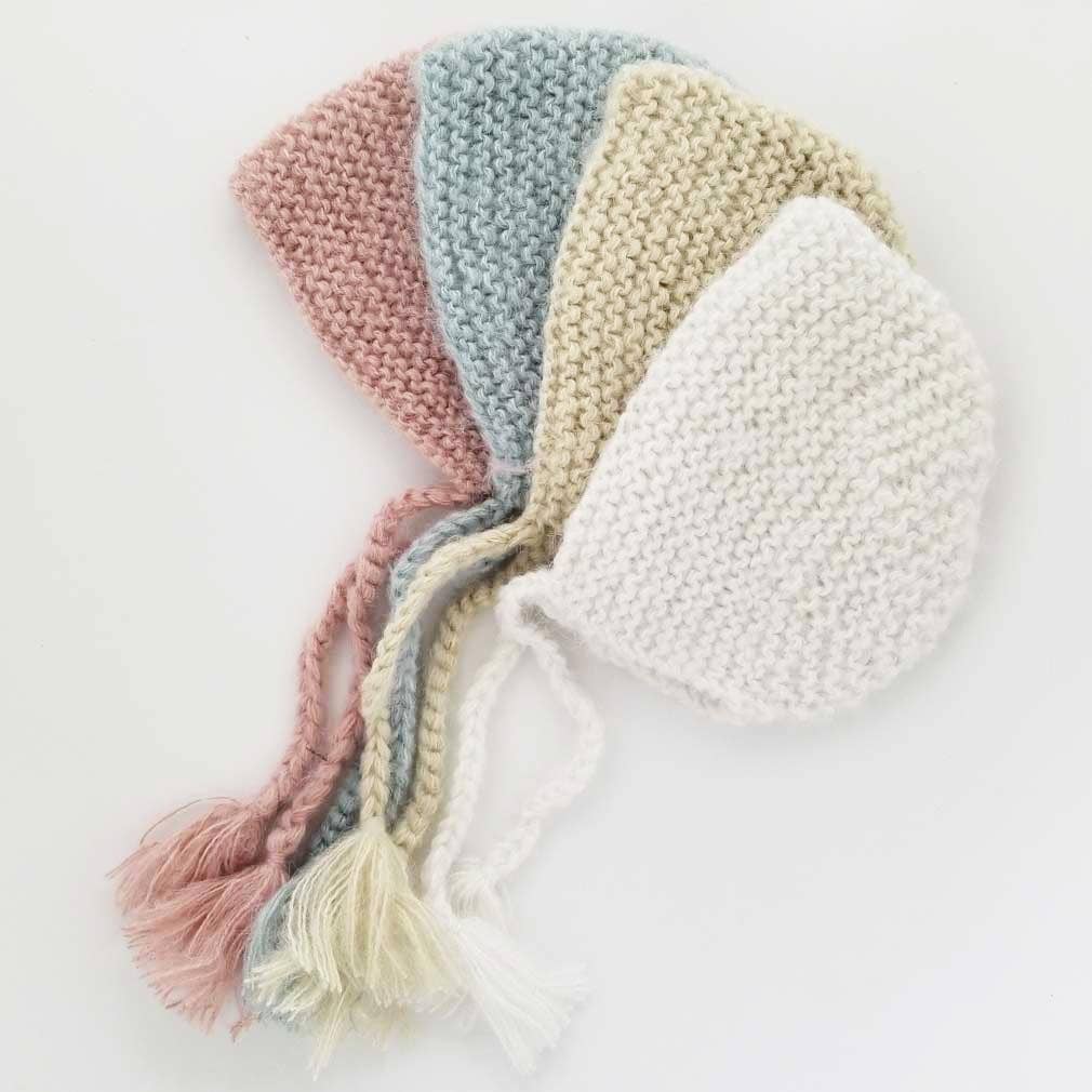 Huggalugs - Newborn White Angora Knit Bonnet