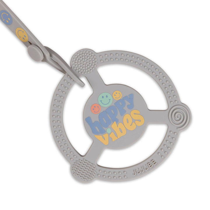 JuJuBe - Silicone Teether Ring with Detachable Clip Happy Baby Vibes *FINAL SALE*