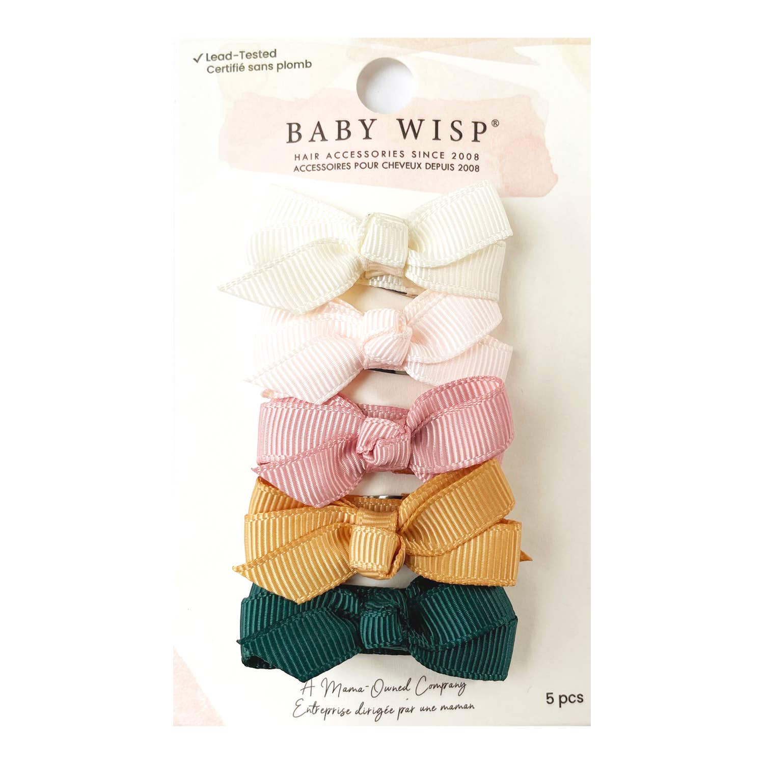 Baby Wisp - 5 Chelsea Boutique Grosgrain Bows on Snap Clips - Enchanted
