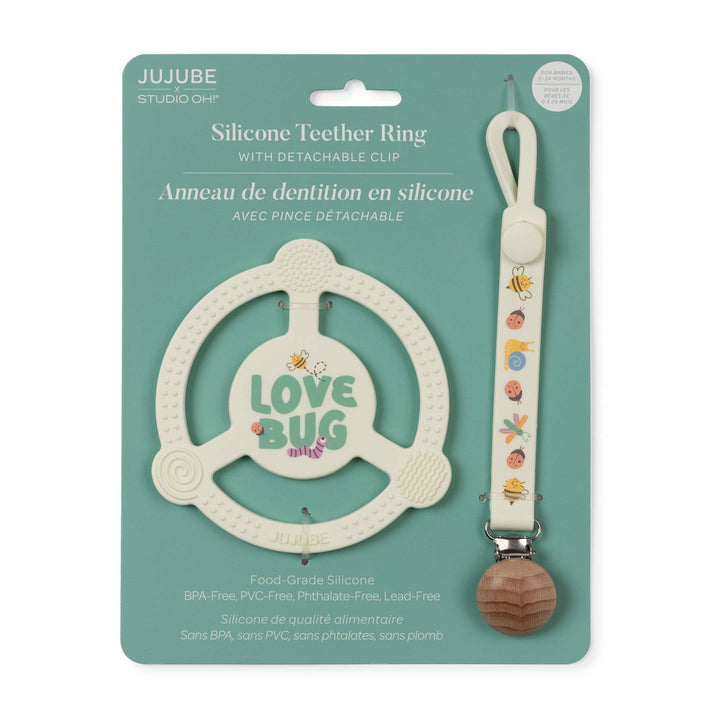 JuJuBe - Silicone Teether Ring with Detachable Clip Love Bug *FINAL SALE*