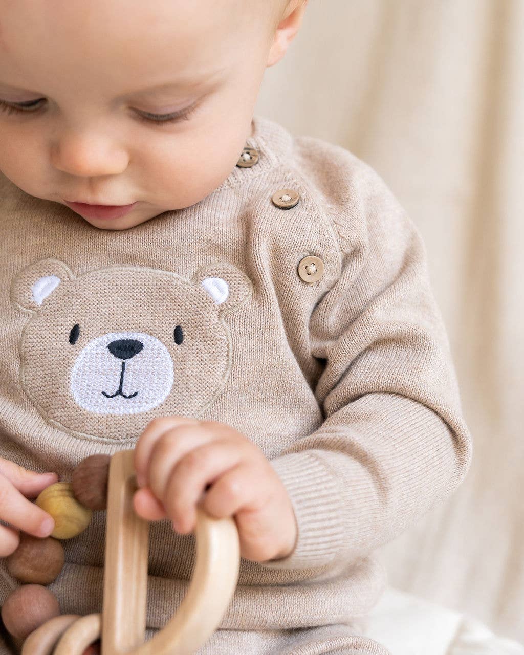 Viverano Organics - Teddy Bear Applique Baby Raglan Pullover (Organic Cotton)