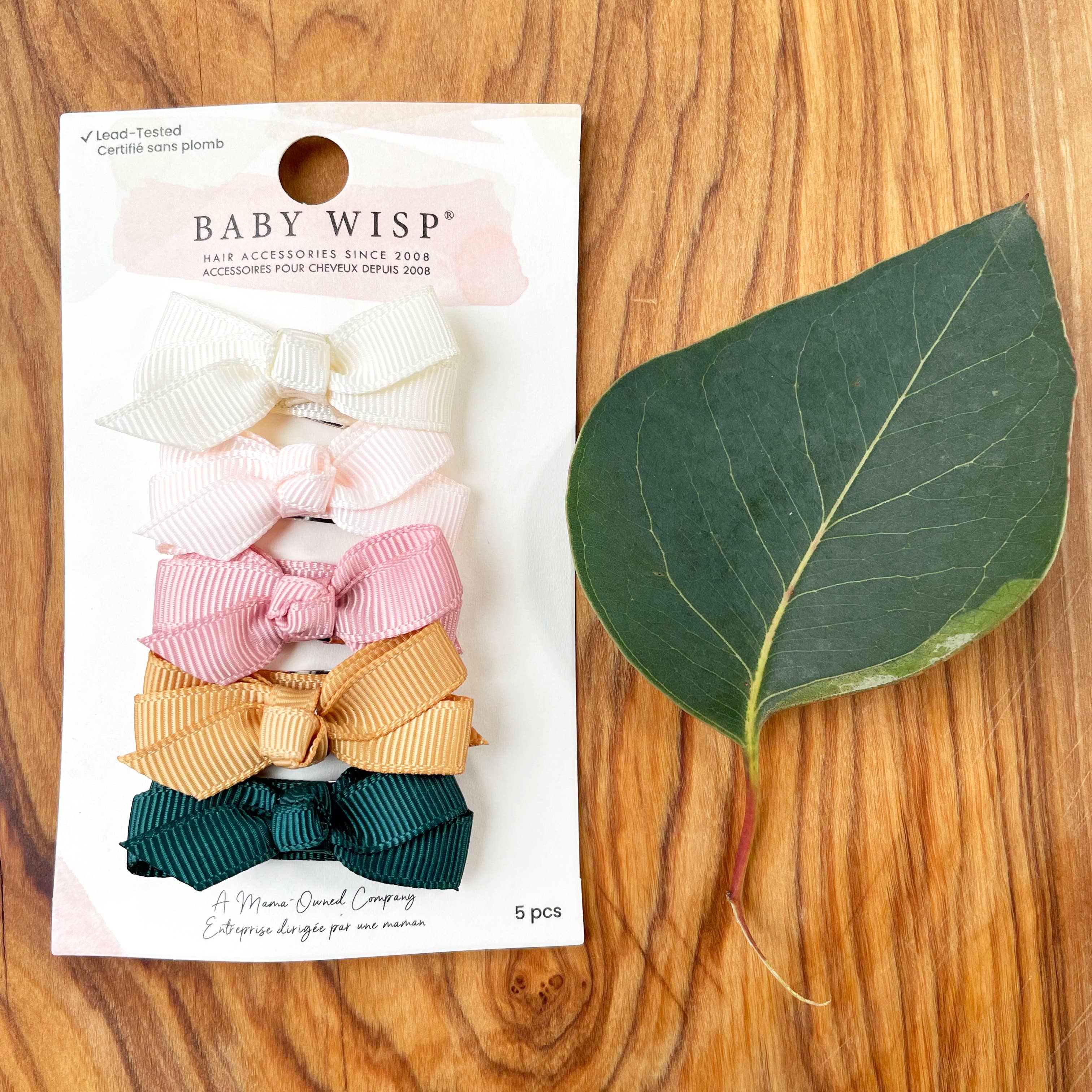 Baby Wisp - 5 Chelsea Boutique Grosgrain Bows on Snap Clips - Enchanted