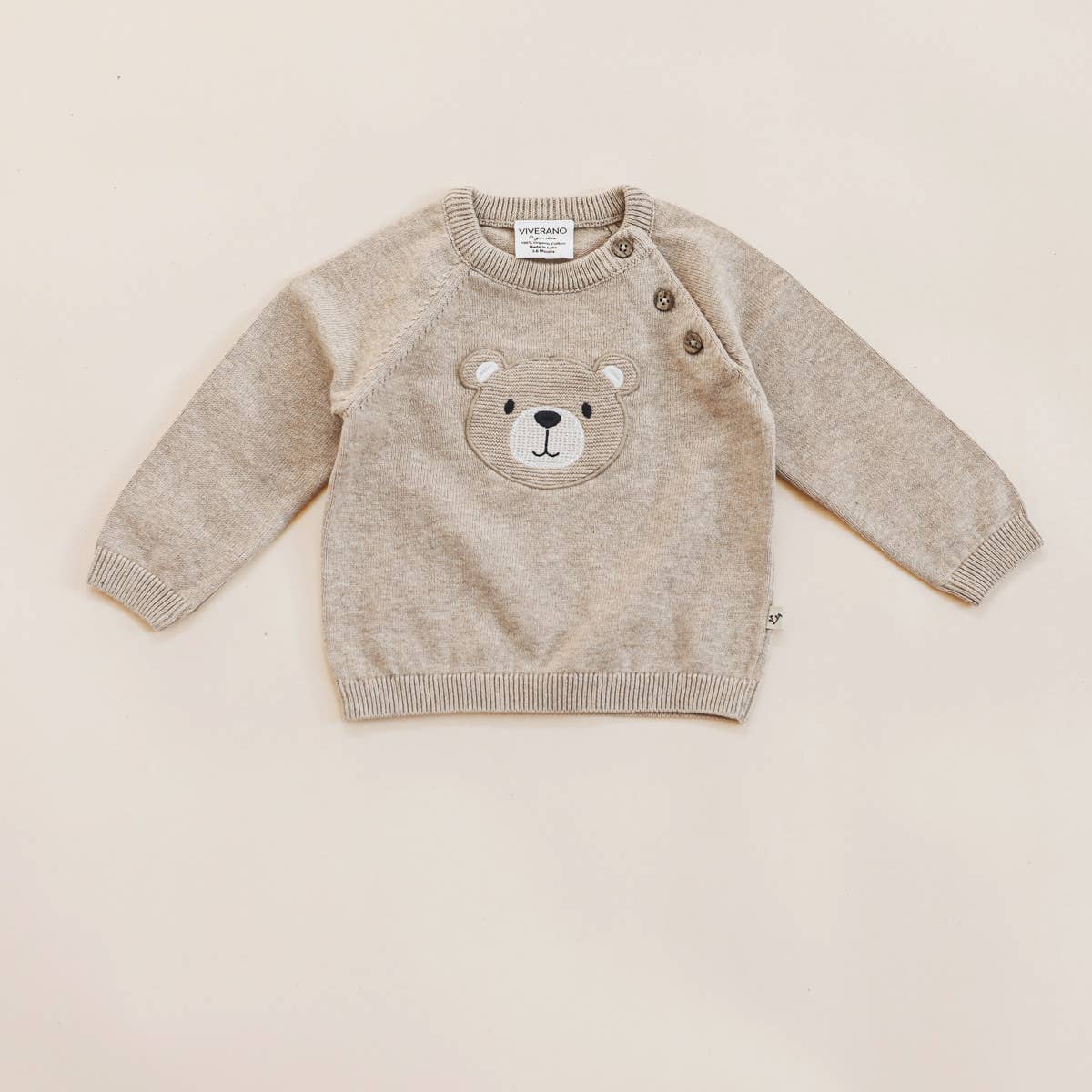 Viverano Organics - Teddy Bear Applique Baby Raglan Pullover (Organic Cotton)