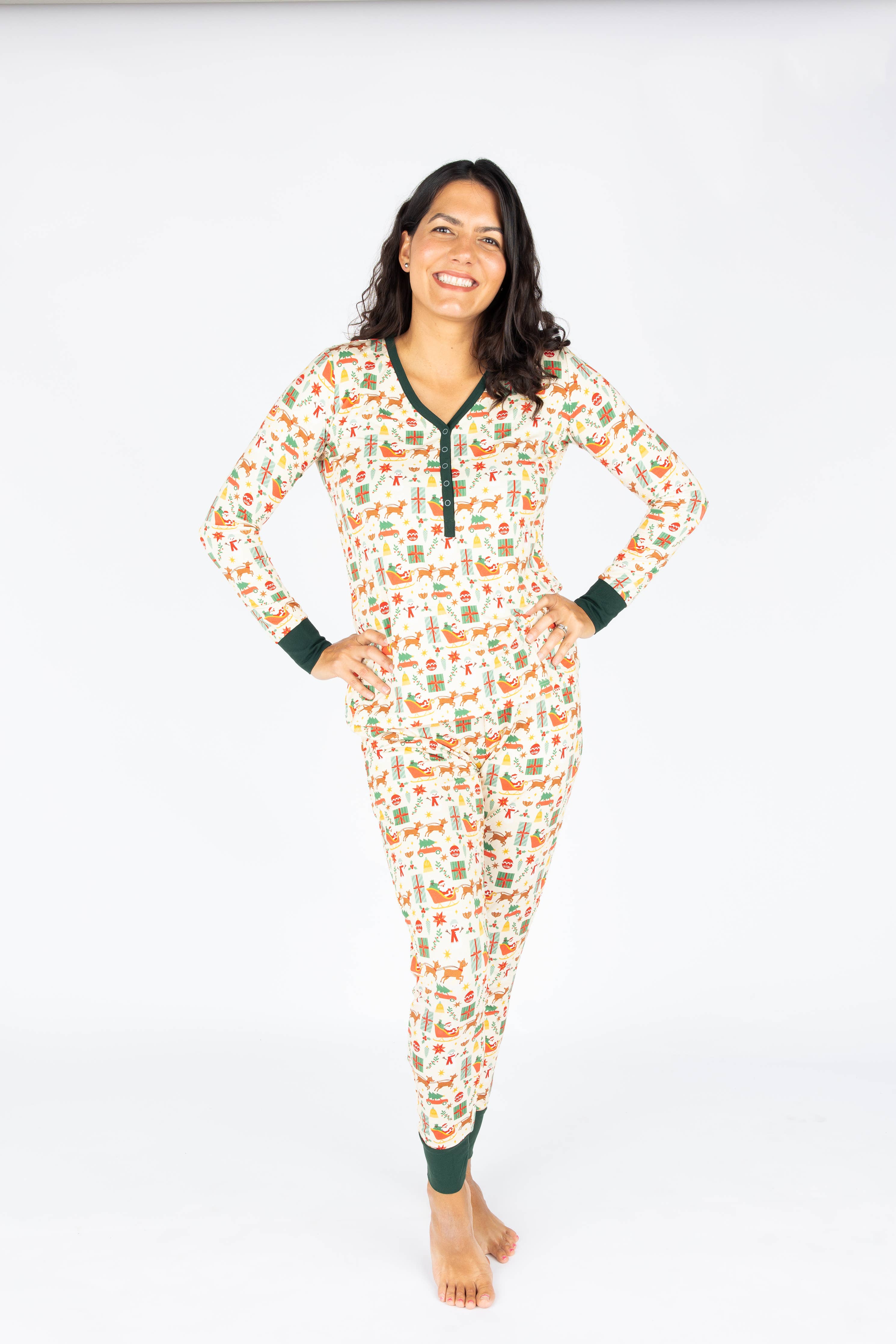 Emerson and Friends - Holiday Vintage Christmas Bamboo Womens Jogger Pajamas