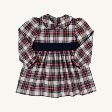 The Beaufort Bonnet Company -  Long Sleeve Cindy Lou Sash Dress - Paris Pike Plaid/Nantucket Navy