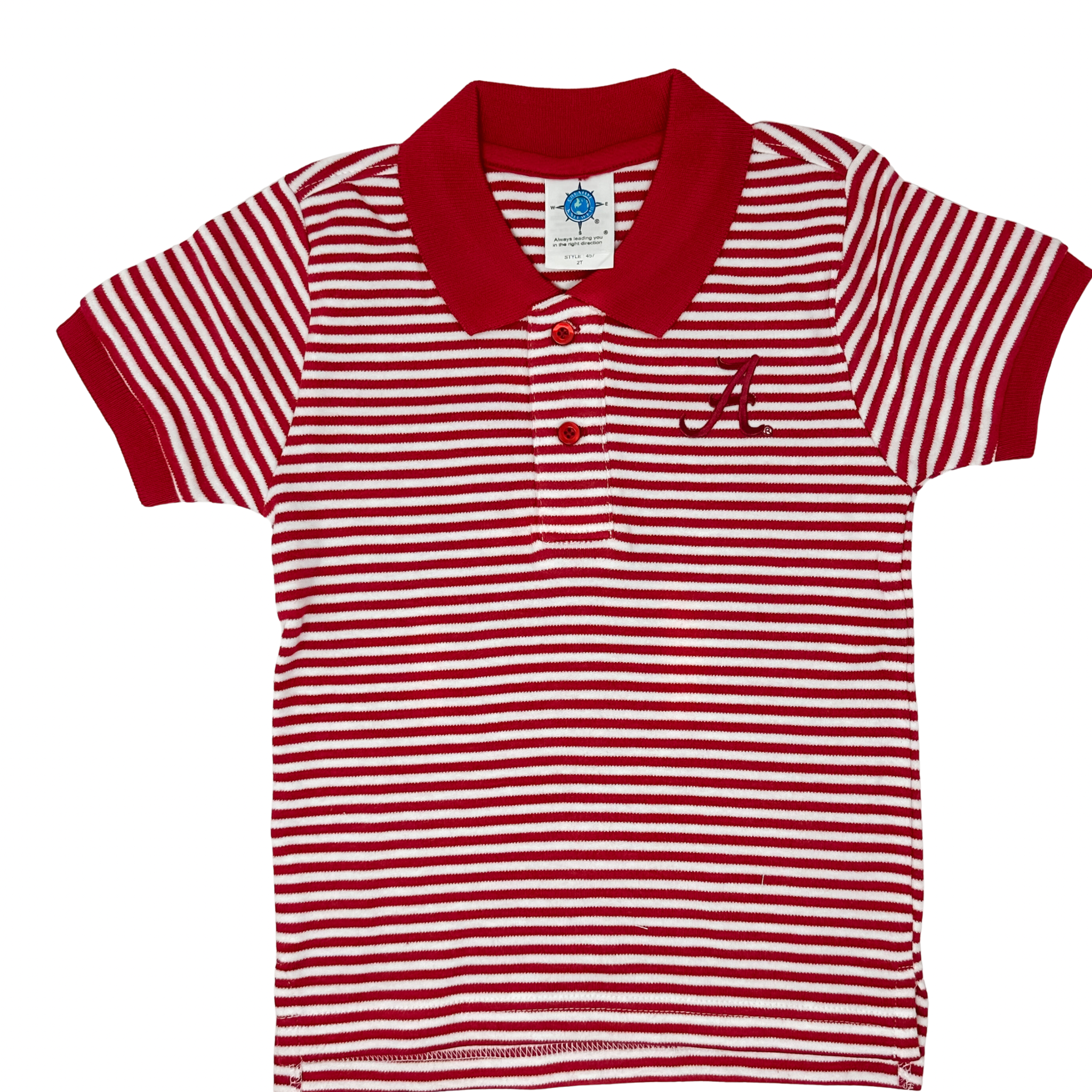 Creative Knitwear - Striped Polo Shirt - Bama Crimson/ White