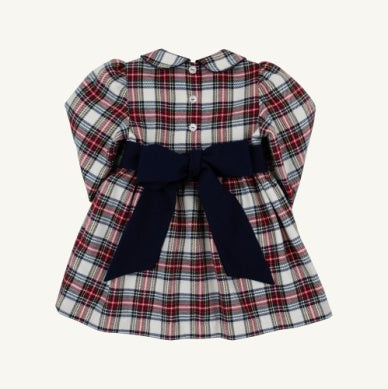 The Beaufort Bonnet Company -  Long Sleeve Cindy Lou Sash Dress - Paris Pike Plaid/Nantucket Navy