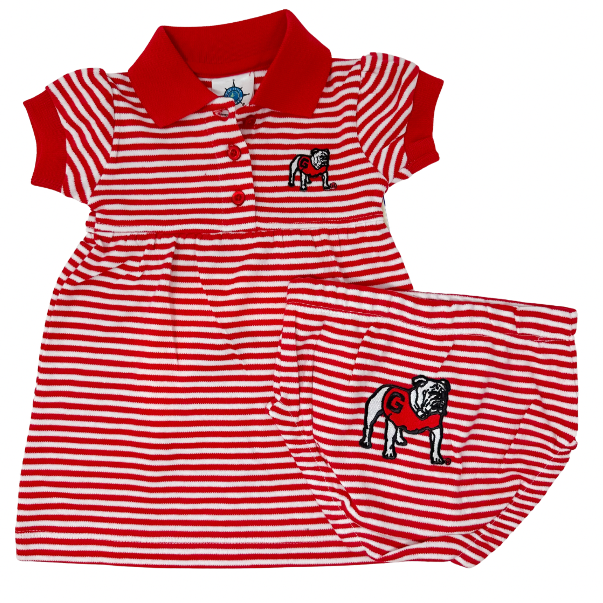 Creative Knitwear - Stripe Dress/ Bloomer - UGA Red