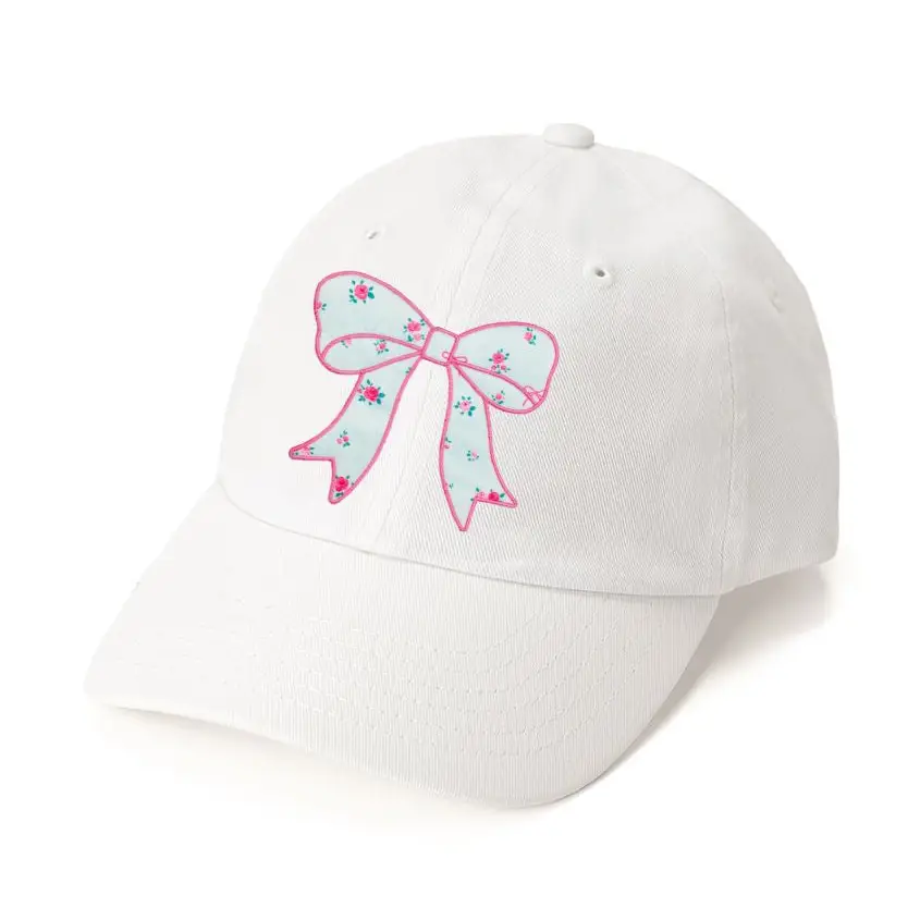 Sweet Wink - Sky Blue Floral Bow Patch Baseball Hat