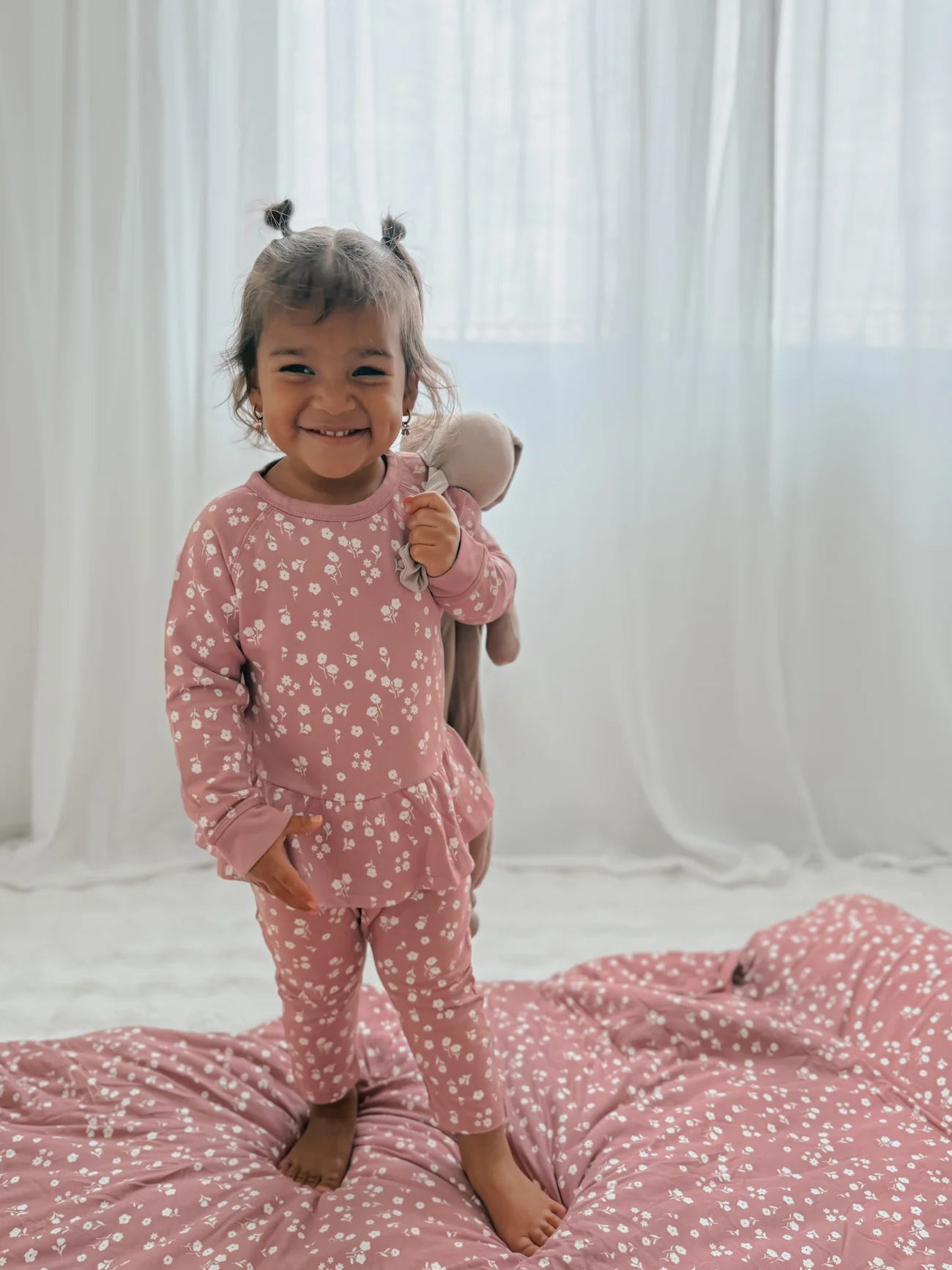 gunamuna - Fleece Ruffle Sweatsuit - Mini Floral