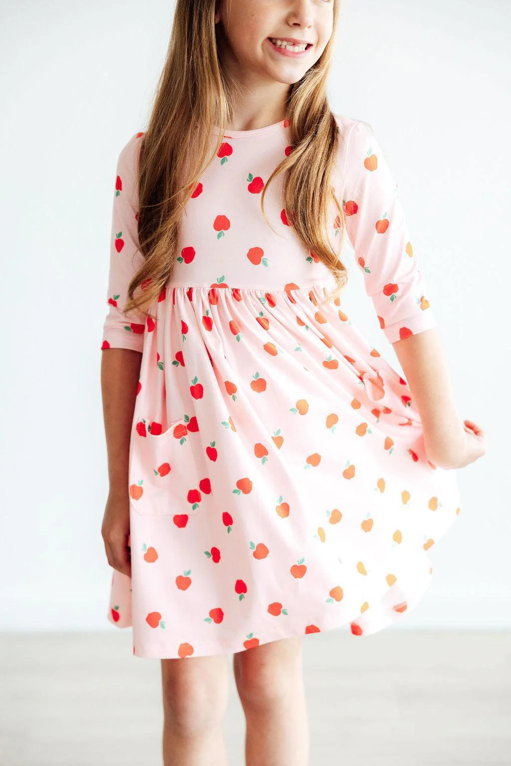 Mila & Rose -	An Apple a Day 3/4 Sleeve Pocket Twirl Dress
