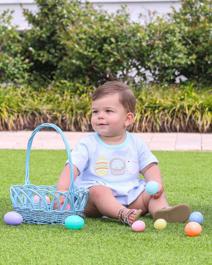 Trotter Street Kids - Bunnies &amp; Baskets Bubble - Blue *FINAL SALE*
