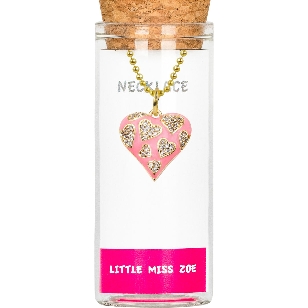 Little Miss Zoe - Charming Necklace In A Bottle - Sparkly Heart