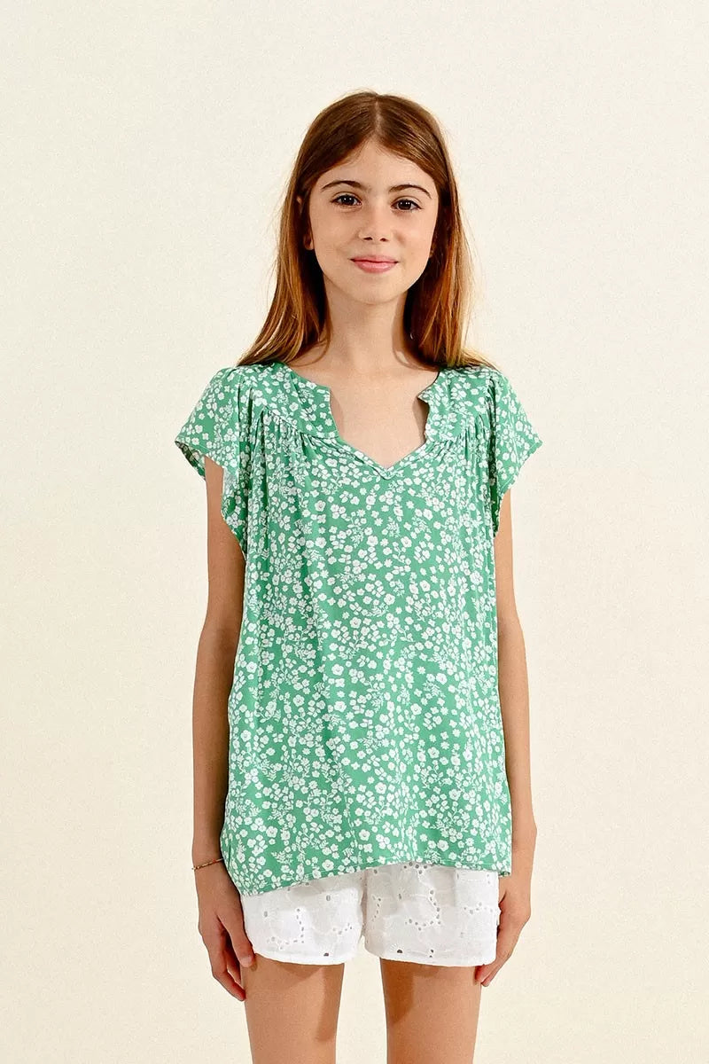 Molly Bracken - Girls Woven Top - Green Lolli