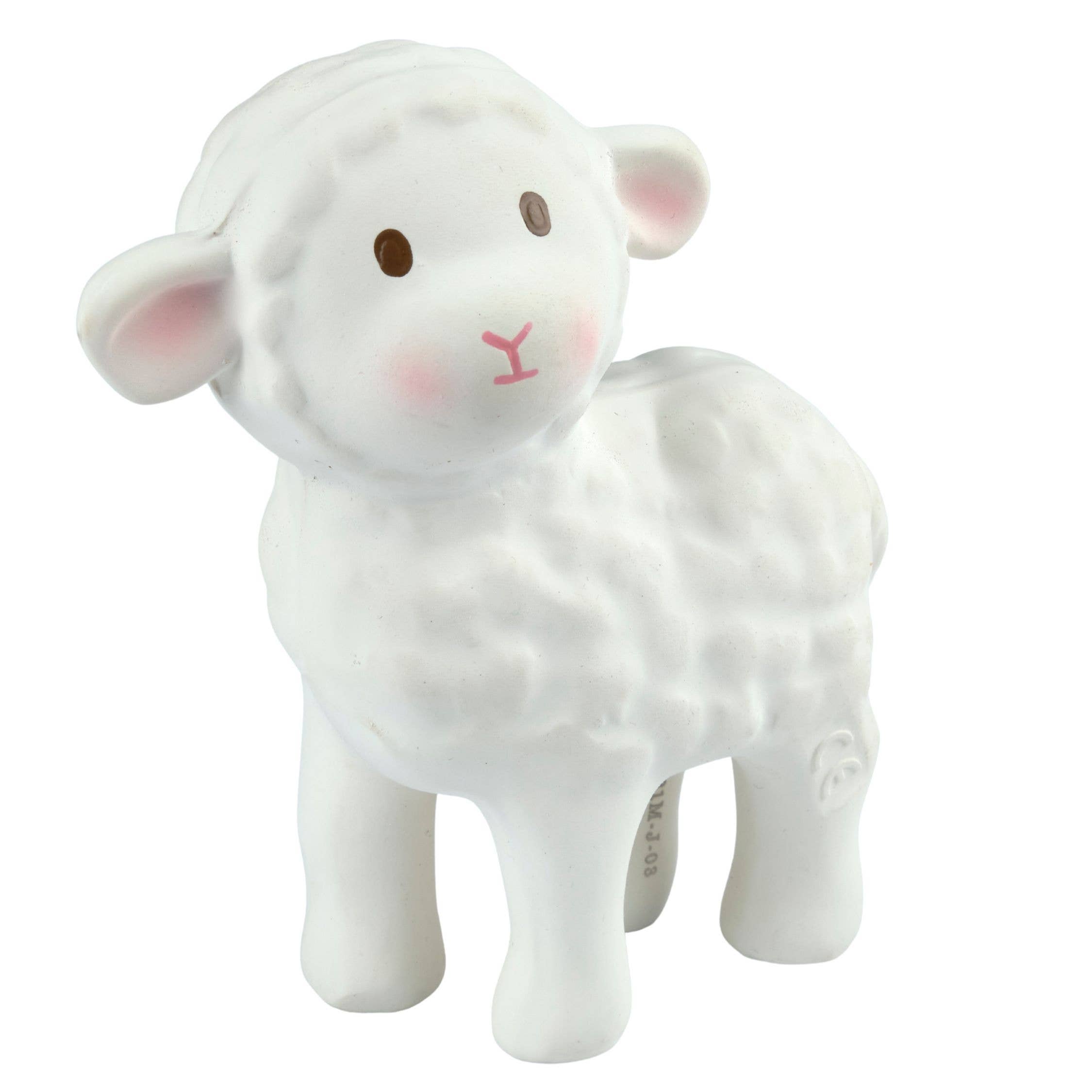 Tikiri Toys LLC - Bahbah the Lamb Organic Rubber Teether, Rattle & Bath Toy