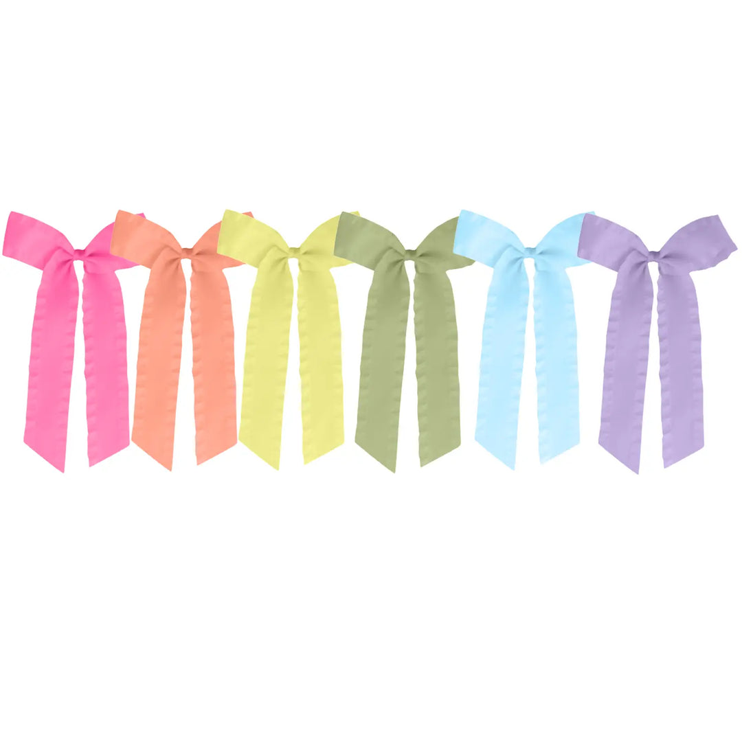 Satin Ruffle Long Tail Bow Pastels