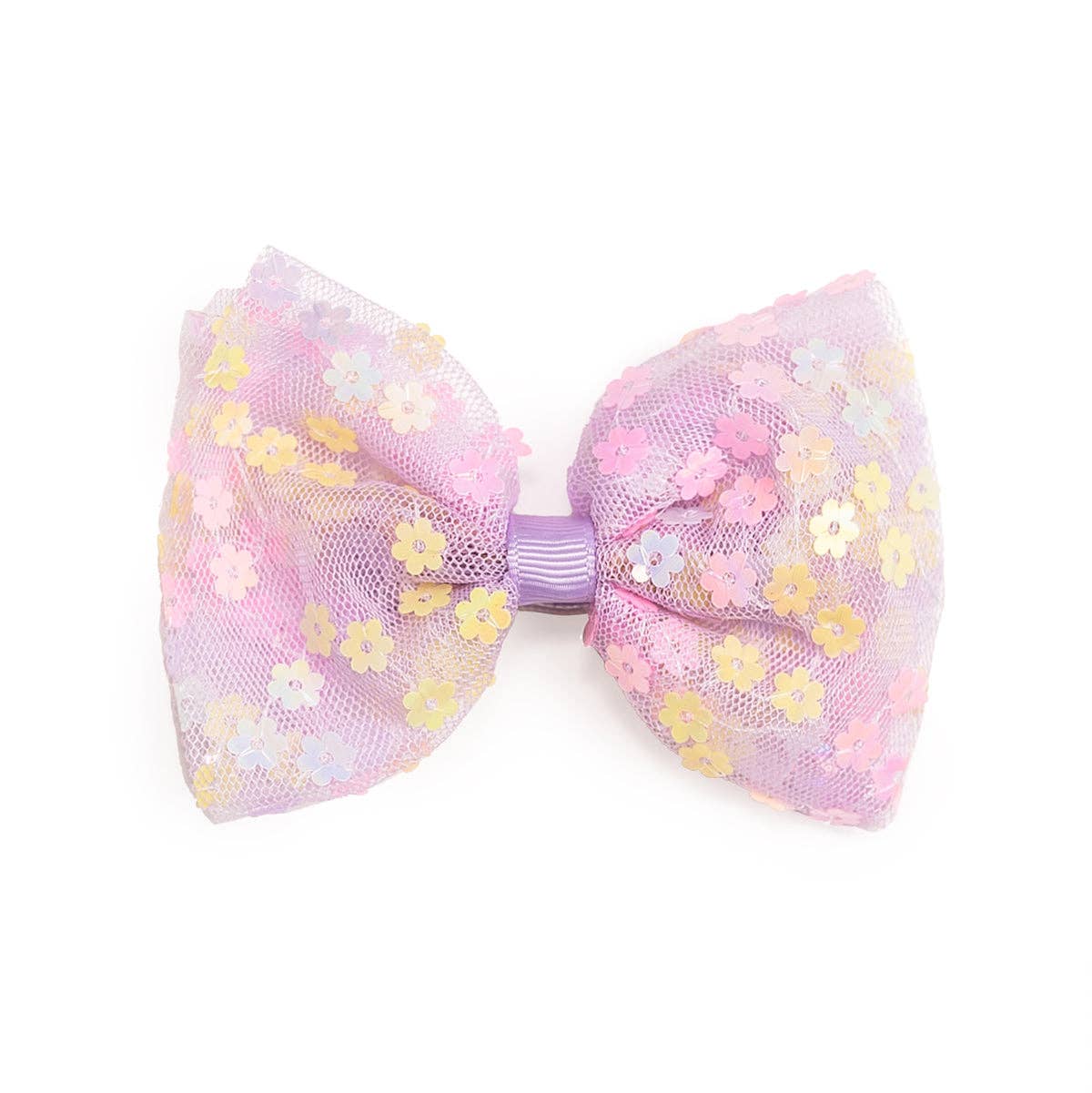 Sweet Wink - Lavender Confetti Flower Bow Clip - Kids Easter Hair Clip