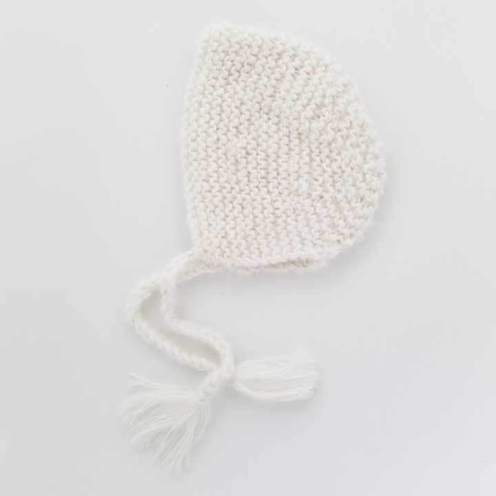 Huggalugs - Newborn White Angora Knit Bonnet